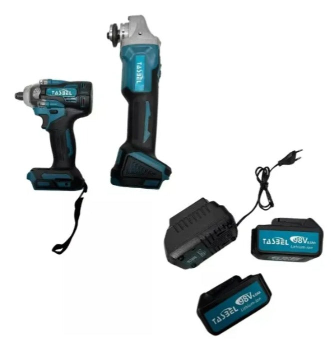 Kit Taladro Percutor y Esmeril Angular